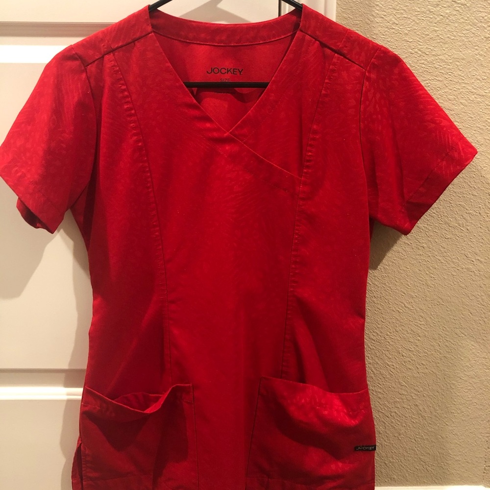 Used Jockey Red Scrub Top XS..really pretty design